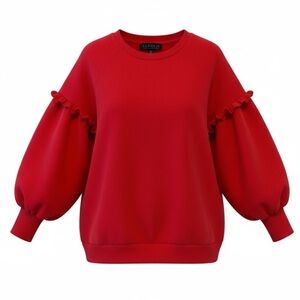 Eloquii Plus Size Women's Red Ruffle Sweatshirt
